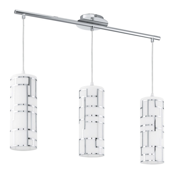 Eglo Chrome Bayman 3 Light Island / Billiard Fixture With White / Decor Gla 92563A